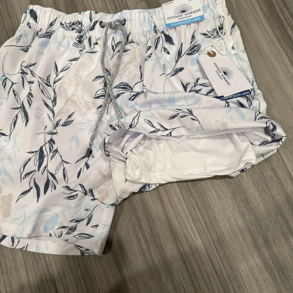 Vintage Summer Men Swim Shorts-Compression Liner  NWT Size Small